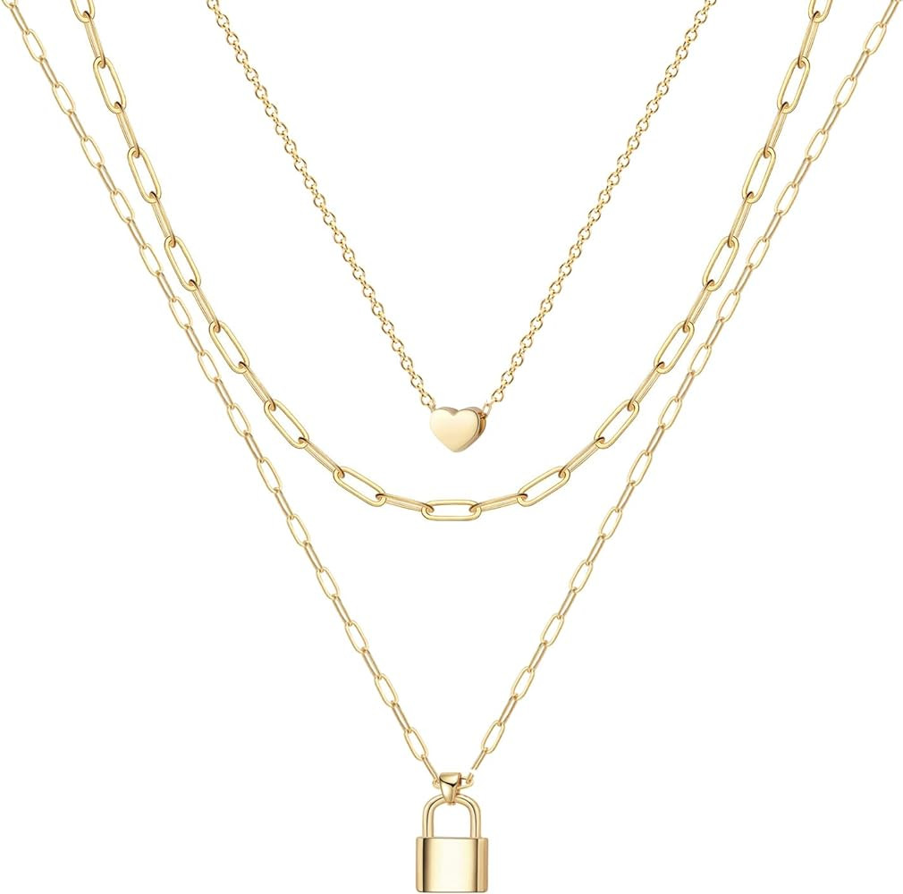 Dainty Gold Necklace for Women - Layered Choker Statement Necklaces for Women Trendy - 14K Gold S... | Amazon (US)