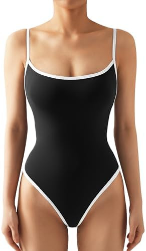 SUUKSESS Women Sexy Square Neck Thong Bodysuit Backless Cami Bodysuit Top | Amazon (US)