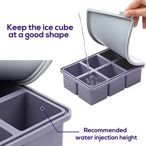 Large Square Ice Cube Tray with lid, Big Block Ice Cube 2 Inch, Giant Cocktail Silicone Ice Maker... | Amazon (US)