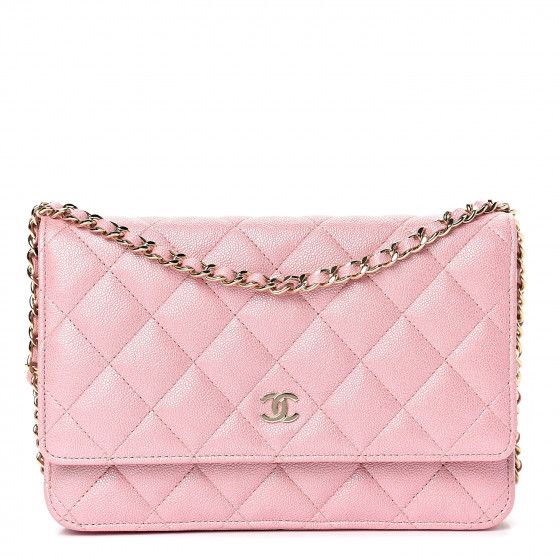 CHANEL Iridescent Caviar Quilted Wallet on Chain WOC Rose Pink | Fashionphile