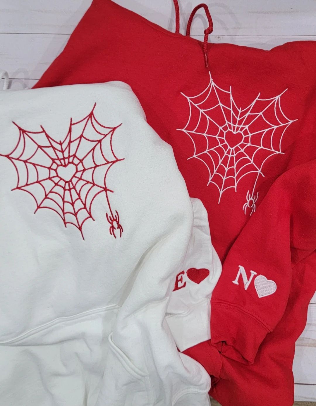 Heart Spider Hoodie and Sweatshirt Personalized With Initials - Etsy | Etsy (US)