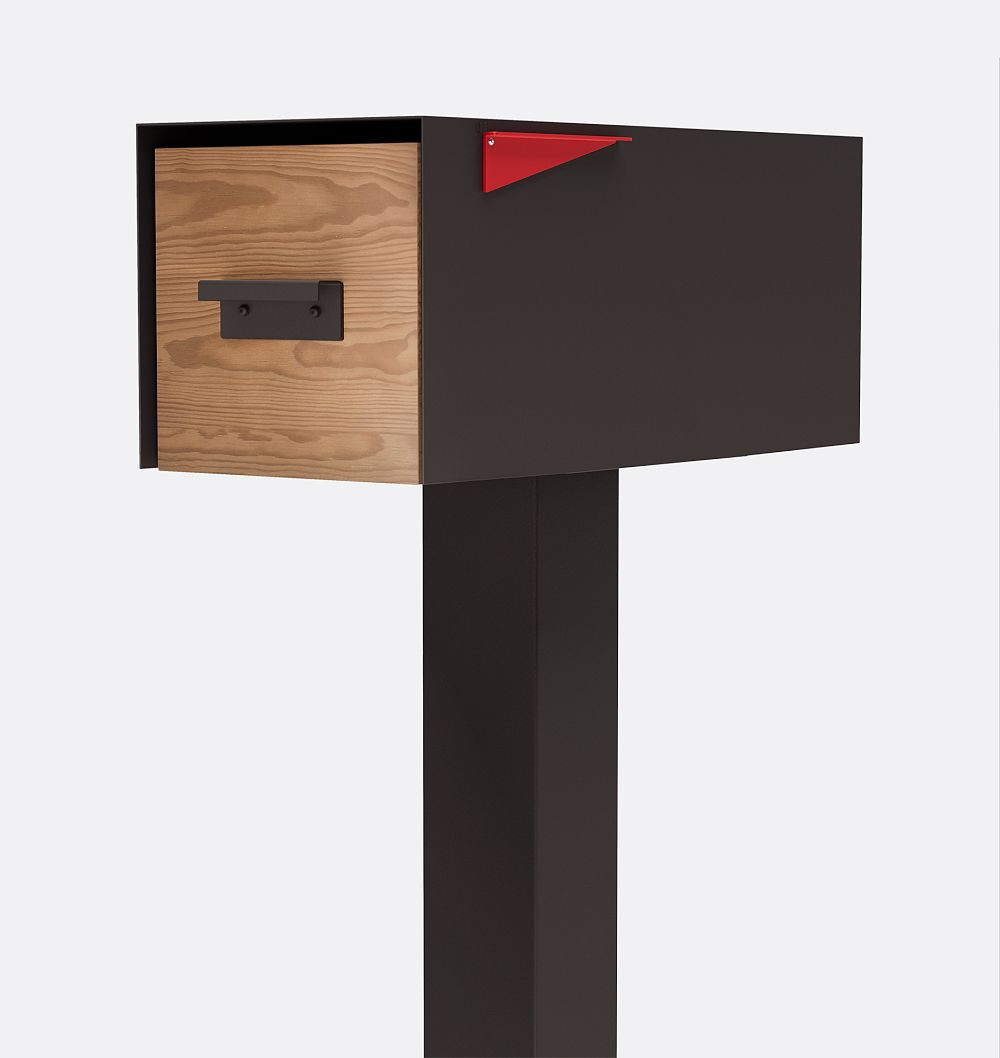 Post & Porch Malone Wood Post-Mounted Mailbox, Brown | Rejuvenation