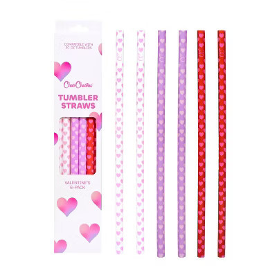 CharCharms 6pk 30oz Valentines Water Bottle Straws | Target