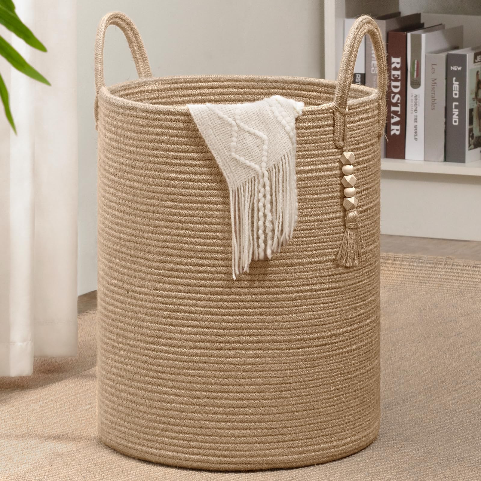 Goodpick Boho Jute Laundry Hamper Basket, Wicker Laundry Basket with Handles, Tall Baby Nursery H... | Amazon (US)