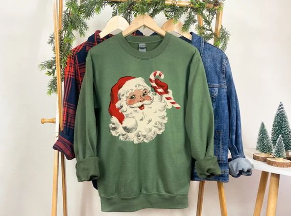 Retro Santa Shirt Christmas Sweatshirt Women Christmas Santa - Etsy | Etsy (US)