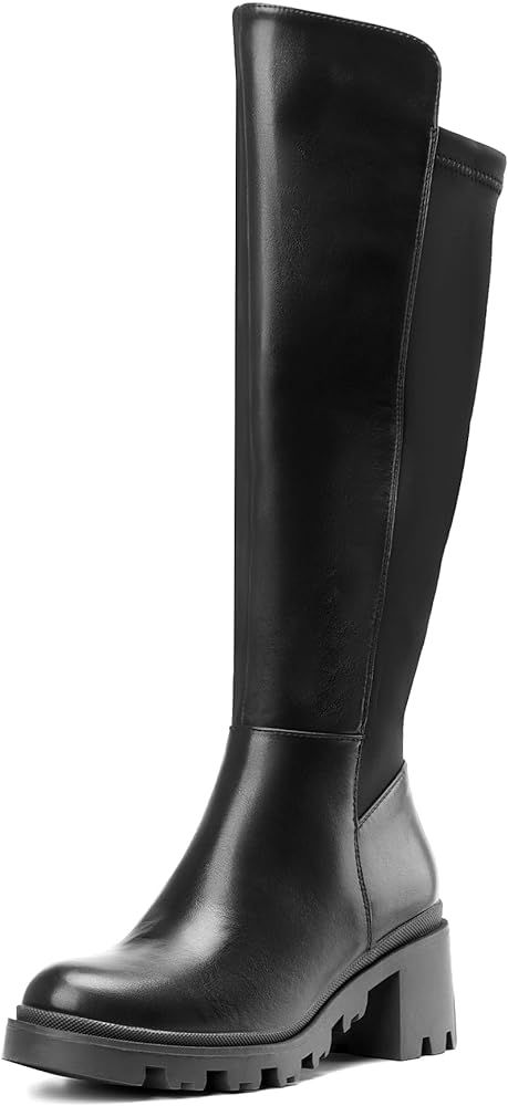 DREAM PAIRS Women's Knee High Boots, Comfortable Platform Round Toe Stretch Boots for Women | Amazon (US)