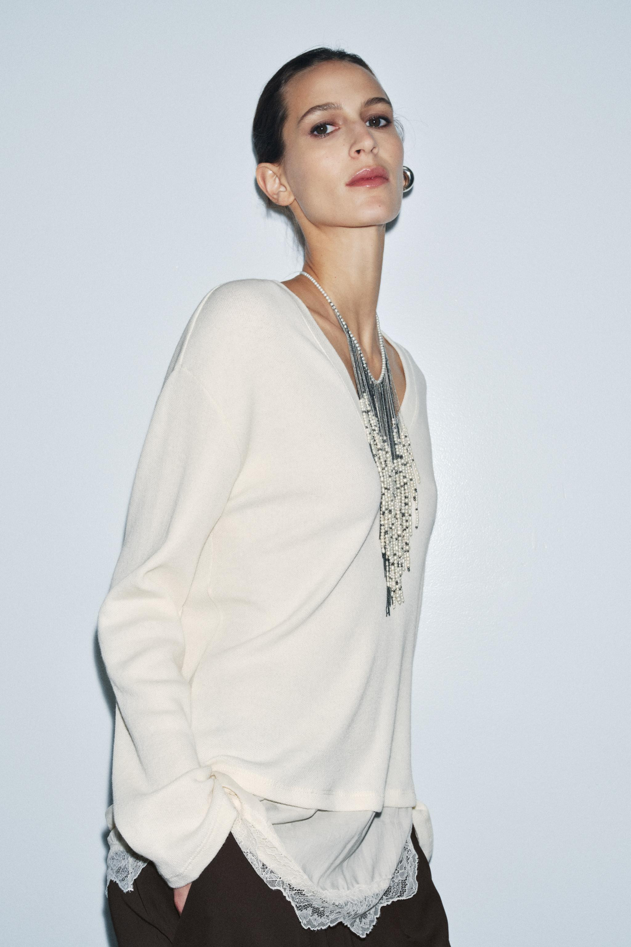 COMBINATION LACE T-SHIRT | Zara US