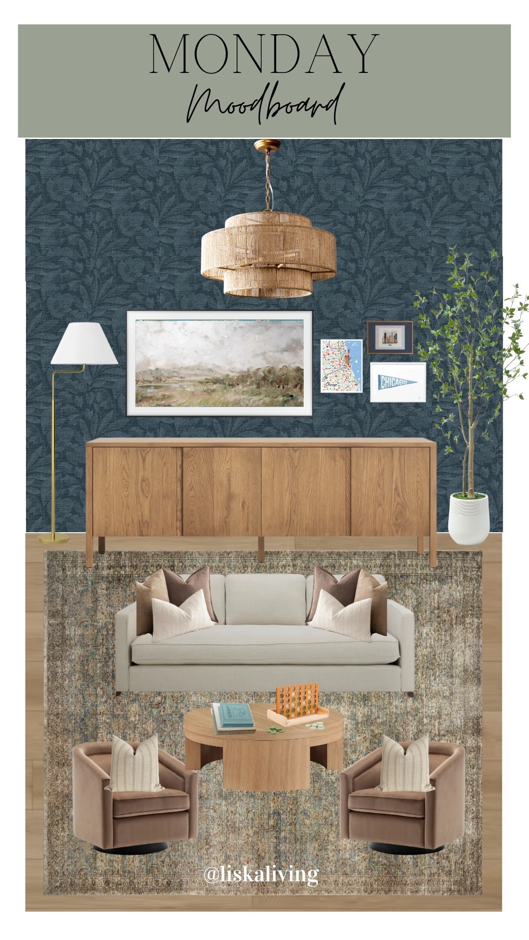✨MONDAY MOODBOARD - MEDIA/GAME ROOM✨

I wanted to give this space a little bit of fun with the wallpaper, since it is a media room after all! Lots of storage for games, puzzles, etc. and some comfy seating for movies, gaming, or just hanging out! I loooove this sideboard so much. It is such a beautiful piece and the original inspo for this whole room. I gave the space a fun ‘Chicago’ theme with the artwork, but it could work with any city! I kept the artwork playful since it is a space to play after all!

✨FOLLOW @liskaliving and @oakandolive_designs for more home styling inspo and curated moodboards like this one! Thanks for being here! 🤍

✨SAVE this post for later!
.
.
.
.
.
.

#mondaymoodboard #moodboardaccount #moodboardinterior #designboard #interiordesign #homestylinginspo #gameroom #mediaroom

#LTKHome