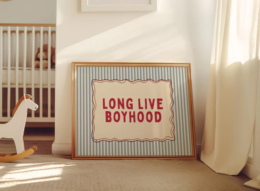 Long Live Boyhood Wall Art Vintage Red Digital Print | Boy Nursery Decor | Vintage Boys Room Art ... | Etsy (US)