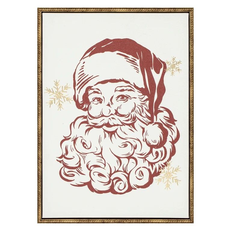 Red Santa Framed Foil Emb Parchment Print With Antique champagne frame - Walmart.com | Walmart (US)