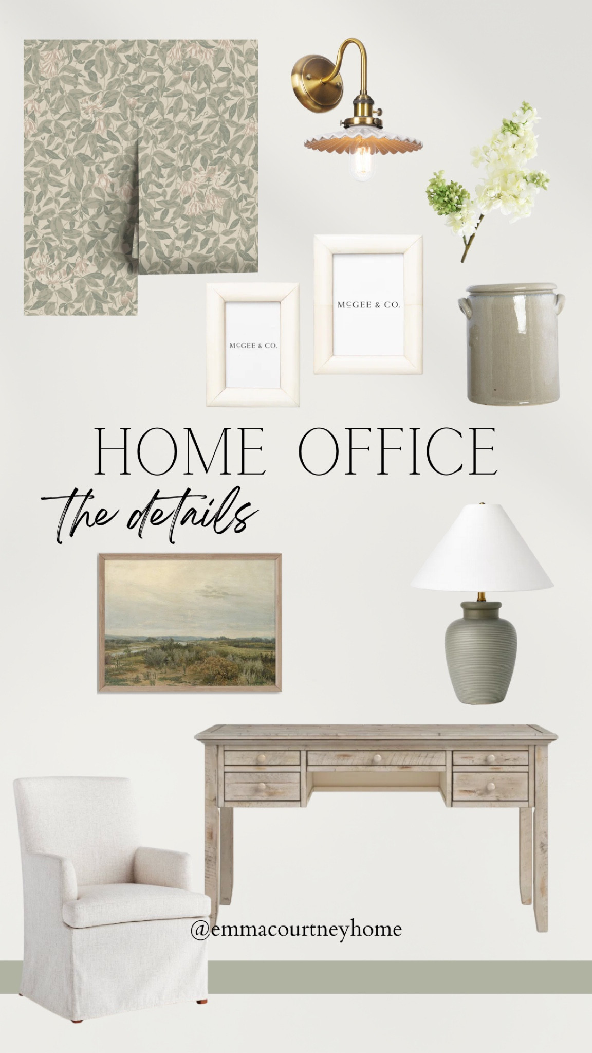 Home office wallpaper, decor, lighting, desk 

#LTKhome #LTKFind #LTKstyletip