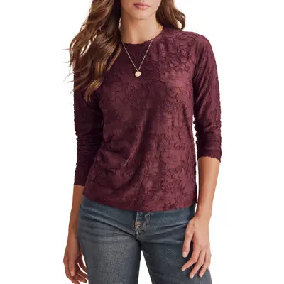 Splendid Cecelia Floral Long Sleeve Top in Pale Oak at Nordstrom, Size X-Small | Nordstrom