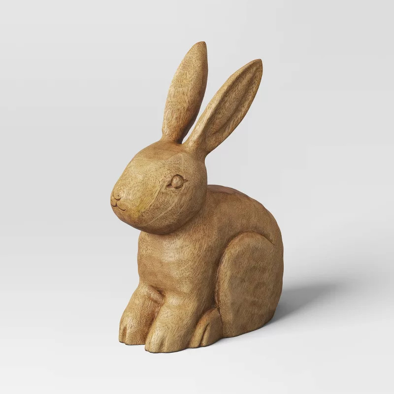 Wood Sitting Easter Bunny Decorative Figurine Dark Brown - Threshold™ | Target
