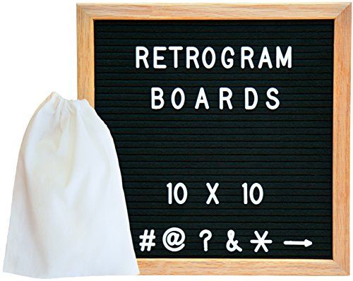 Black Felt Letter Board with Oak Wood Frame and 290 ¾" White characters | Amazon (US)