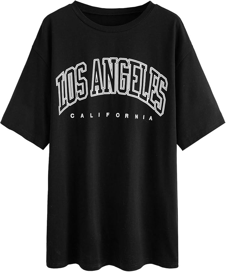 SOLY HUX Women's Casual Letter Print Tee Half Sleeve Loose T Shirt Top | Amazon (US)