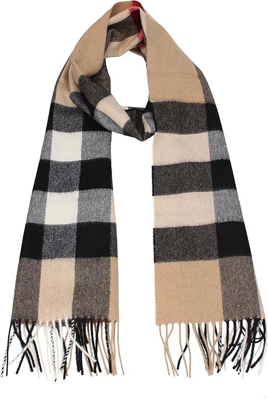 The Large Classic Cashmere Scarf in Check - Camel | Amazon (US)