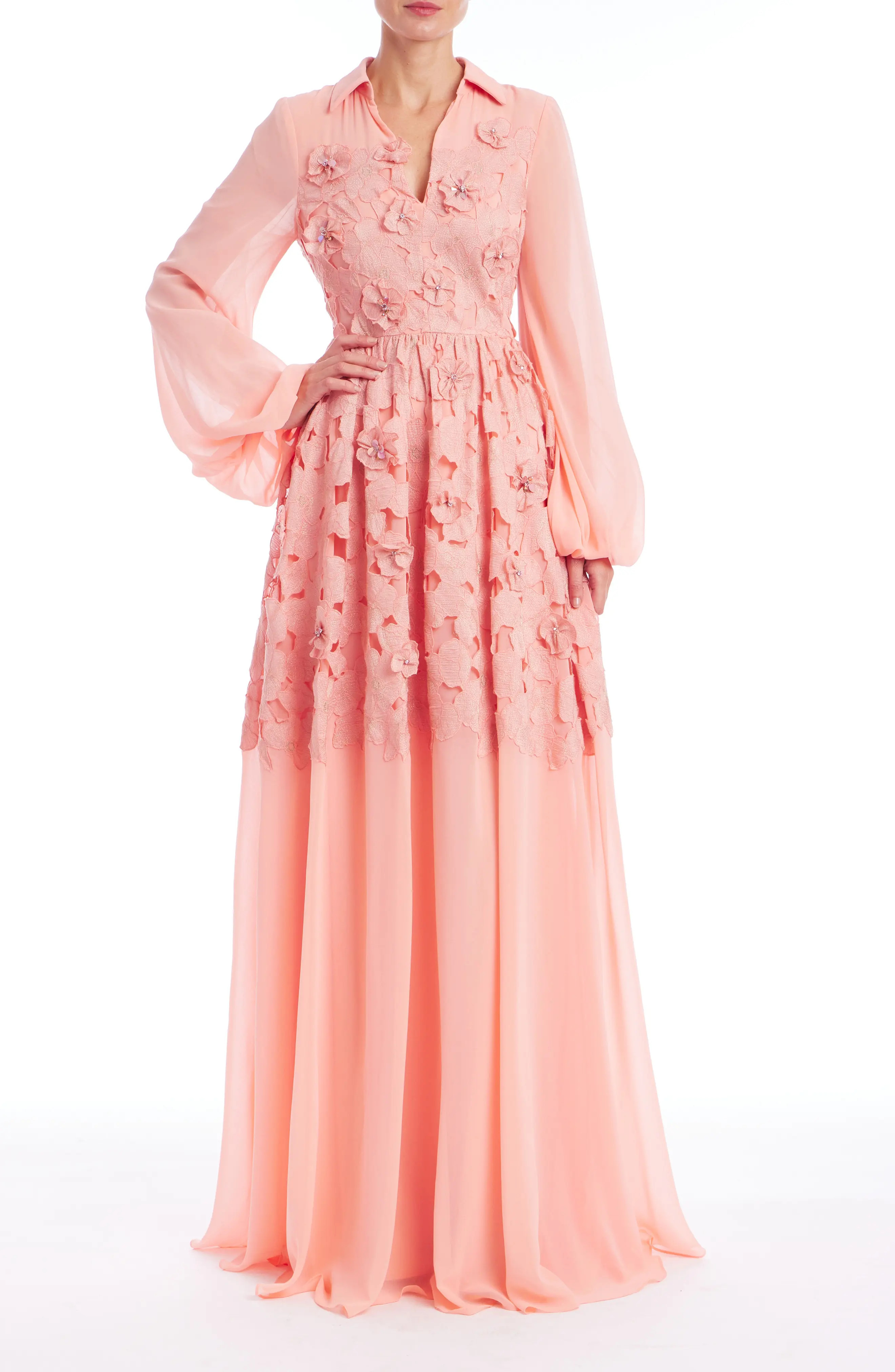 Floral Embellished Long Sleeve Evening Gown (Women) | Nordstrom | Nordstrom