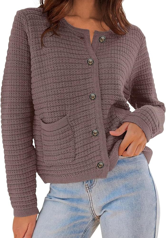 LILLUSORY Cropped Cardigan Sweaters for Women Trendy 2023 Fall with Pockets Lightweight Open Fron... | Amazon (US)