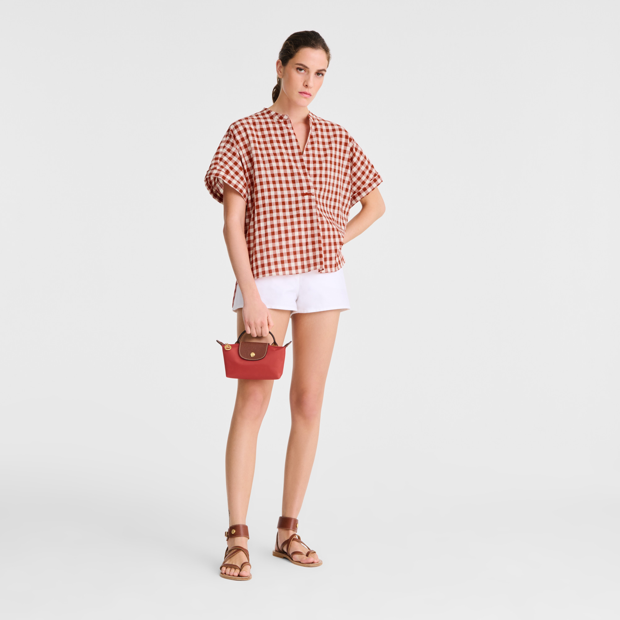 Le Pliage Original Pouch with handle Tomato - Recycled canvas | Longchamp US | Longchamp