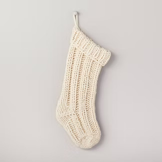 Chunky Rib Knit Christmas Stocking Oatmeal - Hearth & Hand™ with Magnolia | Target
