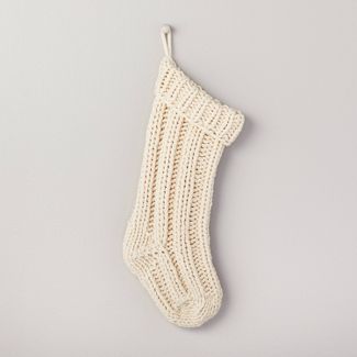 Solid Rib Knit Christmas Stocking Oatmeal - Hearth &#38; Hand&#8482; with Magnolia | Target