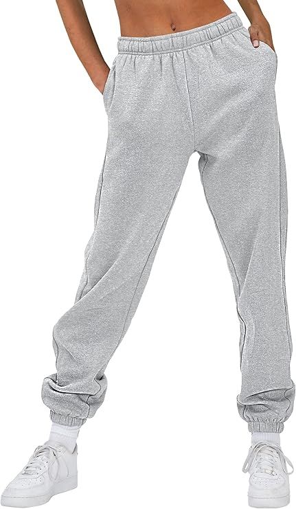 AUTOMET Women’s Casual Baggy Fleece Sweatpants High Waisted Joggers Pants Athletic Lounge Trous... | Amazon (US)