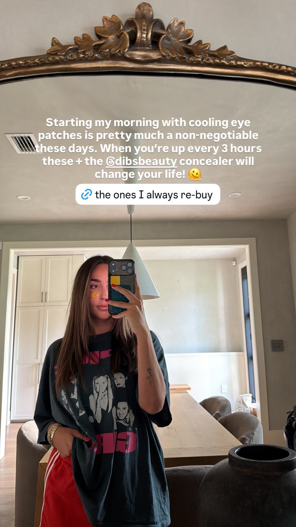 Starting my morning with cooling eye patches is pretty much a non-negotiable these days. When you’re up every 3 hours these + the @dibsbeauty concealer will change your life! 🫠