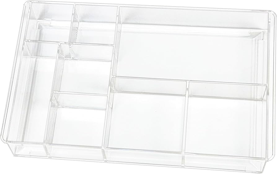 ZEXALOR 8-Section Clear Drawer Organizer, Large Acrylic Drawer Divider Tray for Desk,Bathroom,Off... | Amazon (US)