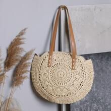 Hollow Out Circle Straw Bag | SHEIN