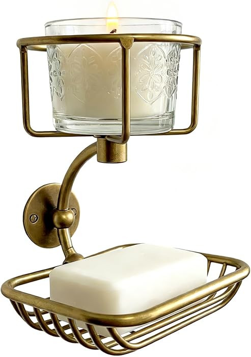Bar Soap Holder Wall Mounted, Soap Container with Candle/Vase Holder, Farmhouse Elegant Rustic Ba... | Amazon (US)
