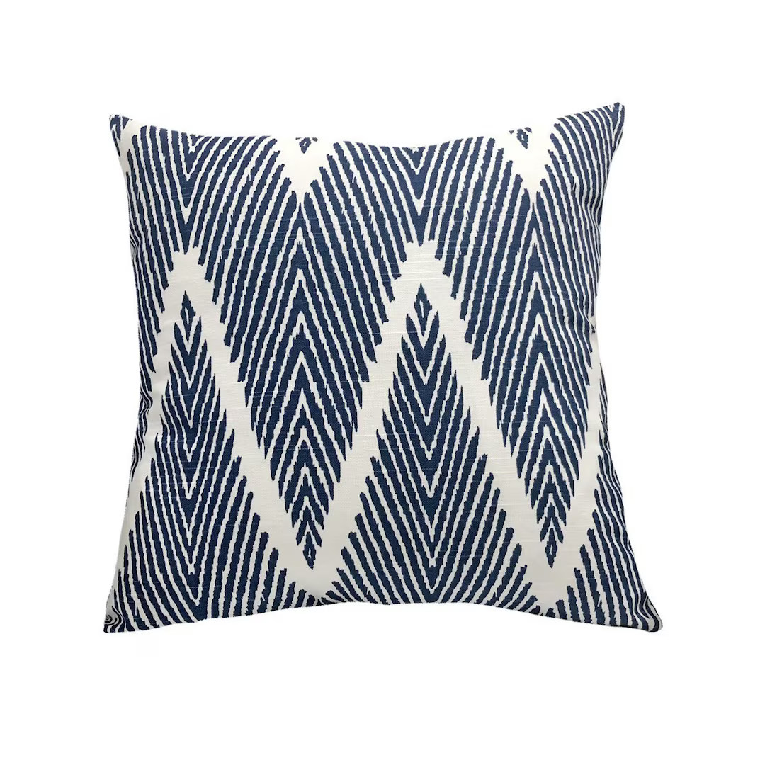 Navy Chevron Throw Pillow Cover, off White and Blue Accent Pillow Case Home Decor, Euro, Lumbar C... | Etsy (US)