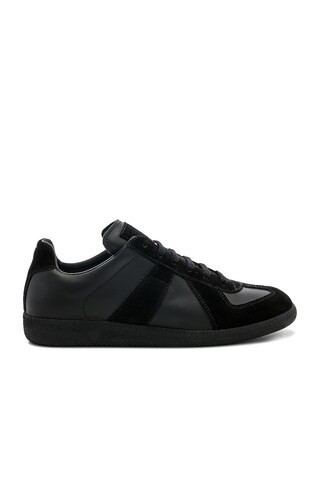 Maison Margiela Soft Leather & Velour Replica Sneakers in Black | FWRD 