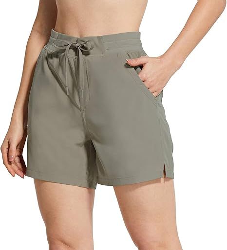 BALEAF Women's 5" Hiking Shorts with Zip Pocket Quick Dry Athletic Running Shorts Elastic Waist | Amazon (US)