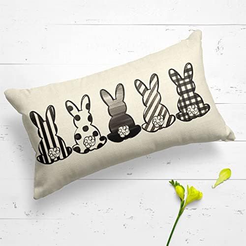 AVOIN colorlife Easter Rabbits Throw Pillow Cover, 12 x 20 Inch Black and White Spring Holiday Party | Amazon (US)