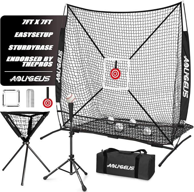 6'X6' Baseball Softball Practice Net with Batting Tee and Ball Caddy, Bonus Strike Zone Target an... | Amazon (US)