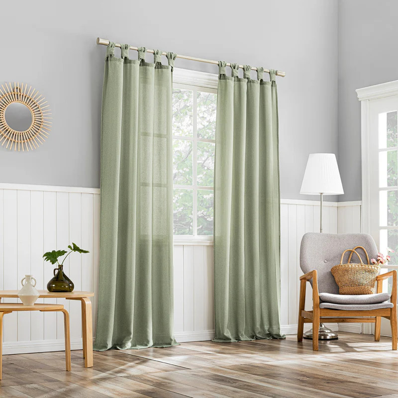 No. 918 Hathaway Twist Tab Semi-Sheer Tab Top Curtain Panel, Single Pa | Overstock