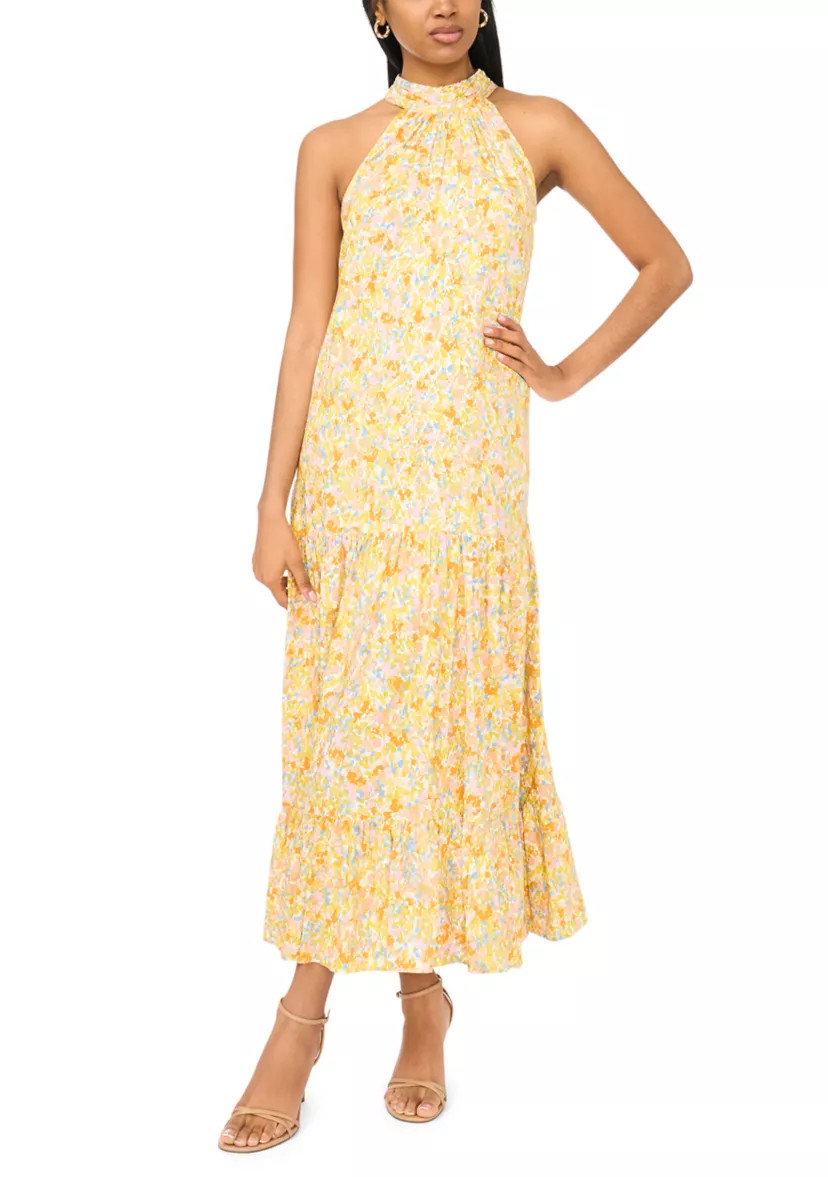 Women's Halter Floral Challis Maxi Dress | Belk