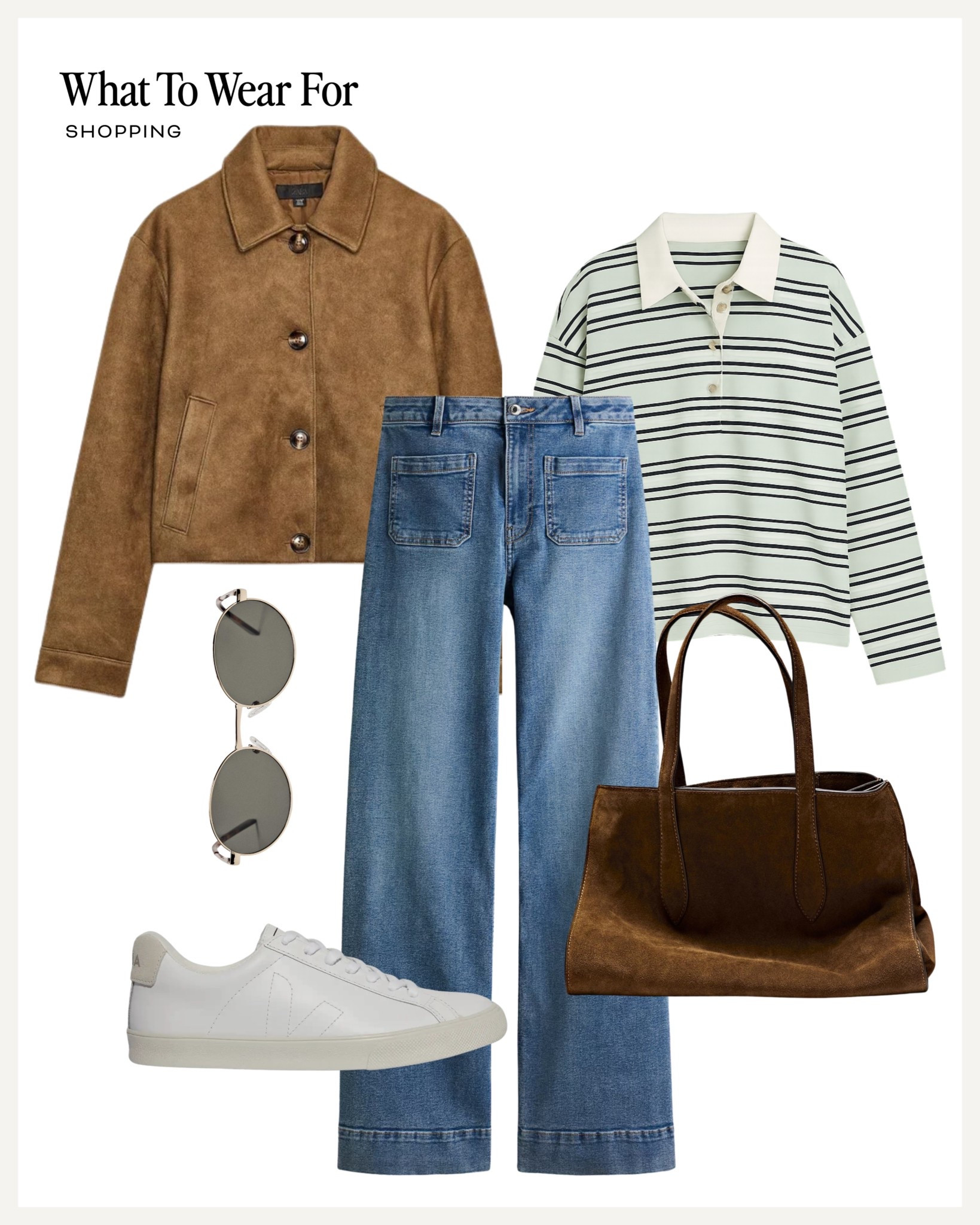 Shopping outfit

Suede jackets / rugby polo top / veja trainers / suede tote bag / wide leg jeans : autumn outfit / Zara new in 

#LTKuk #LTKautumn