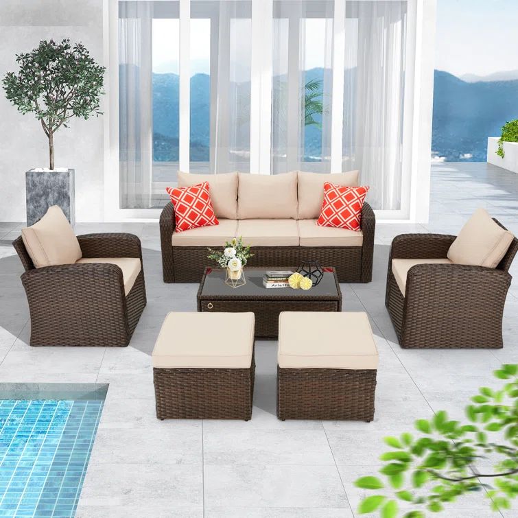 7 - Person Outdoor Seating Group with Cushions | Wayfair North America