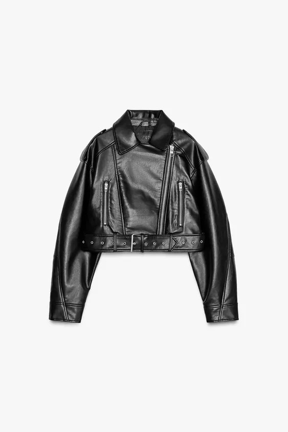 FAUX LEATHER CROP BIKER JACKET | Zara US