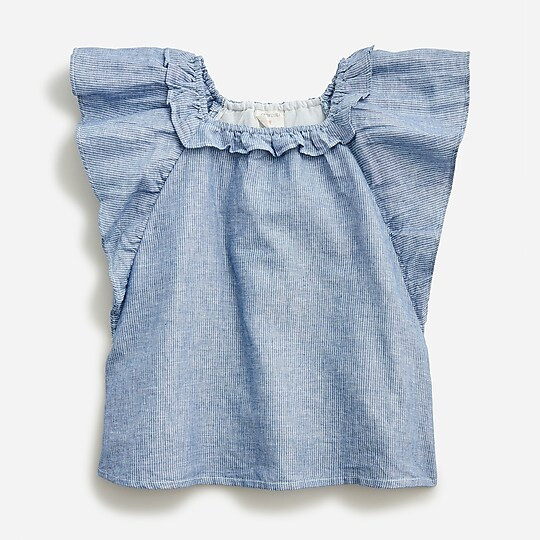Girls' linen flutter-sleeve top | J. Crew US
