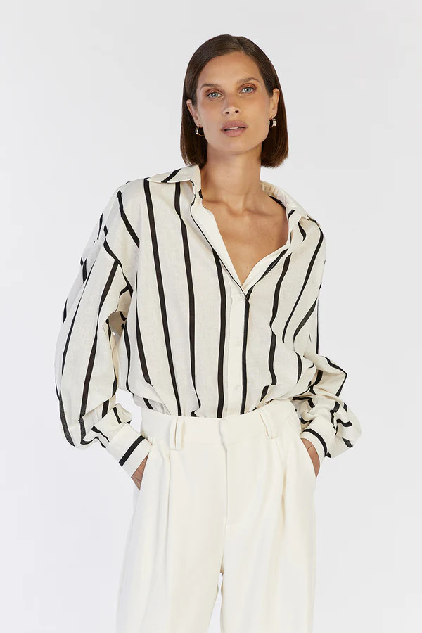 ELLIOTT CREAM SLEEVED LINEN SHIRT | DISSH