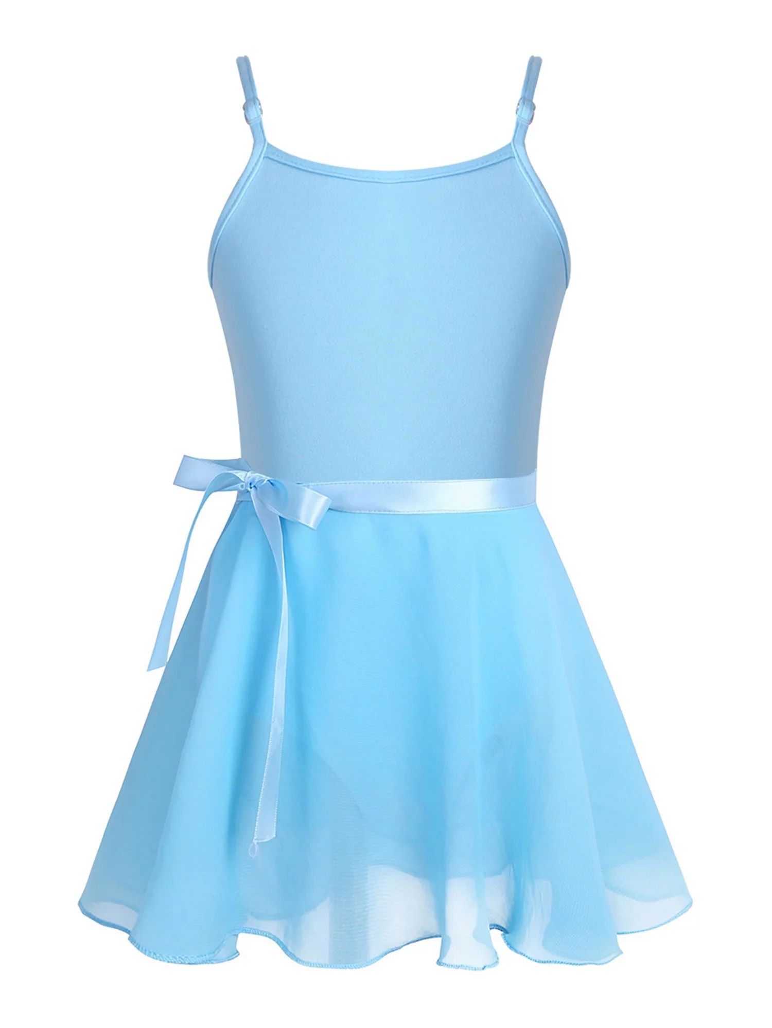 iEFiEL Girls Adjustable Shoulder Ballet Dance Gymnastics Leotard with Chiffon Wrap Skirt Sky Blue... | Walmart (US)
