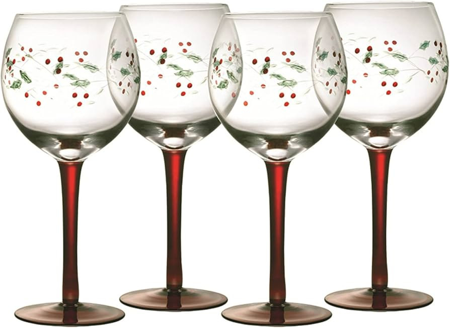 Pflatzgraff Winterberry Wine Goblets, Set Of 4, Clear, 13 fluid ounces | Amazon (US)