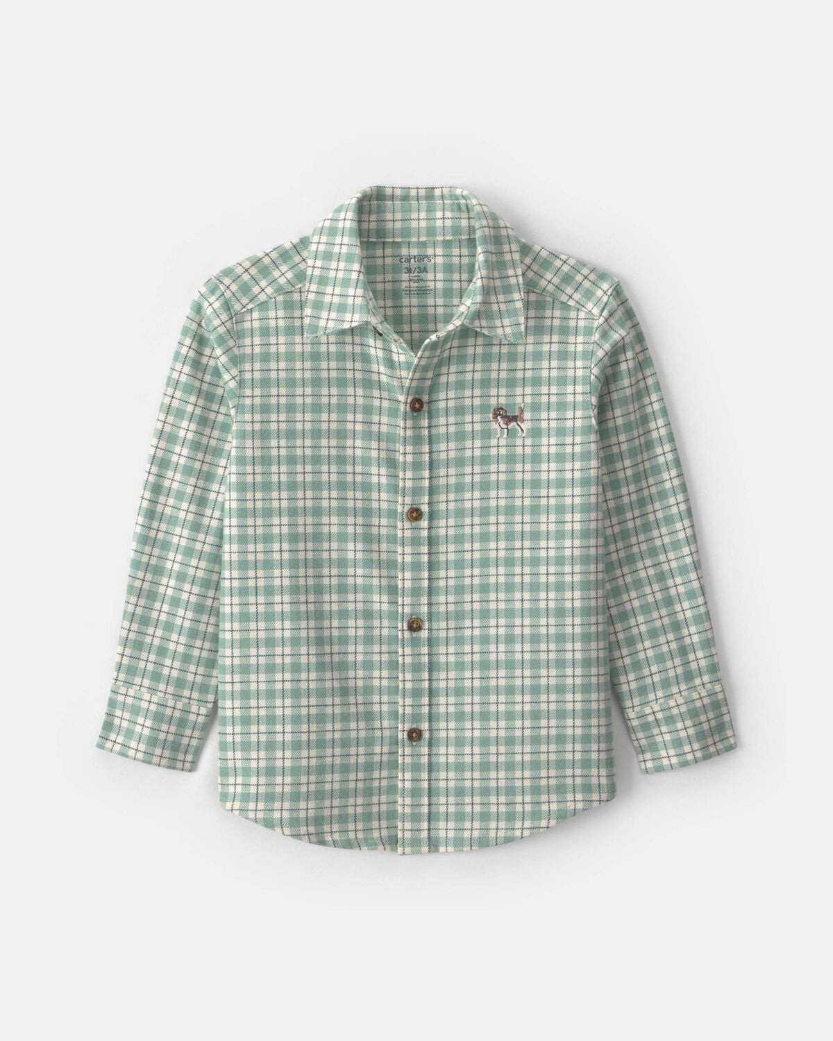 Toddler Boy Plaid Flannel Button-Down Shirt - Green/White | Carter's Inc