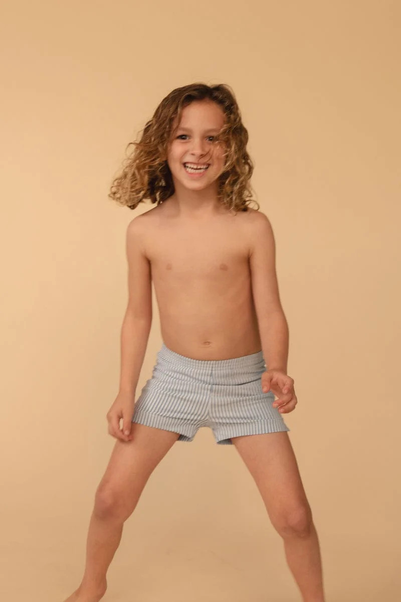 Classic Blue Stripe Mini Swim Trunk | Montce
