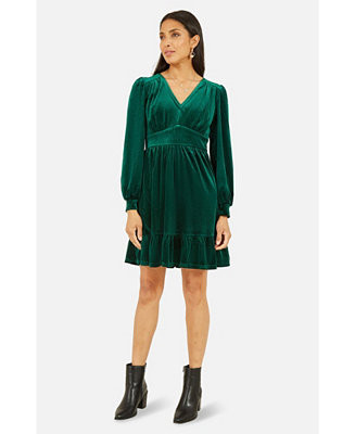 Women's Velvet Long Sleeve Skater Dress | Macy's