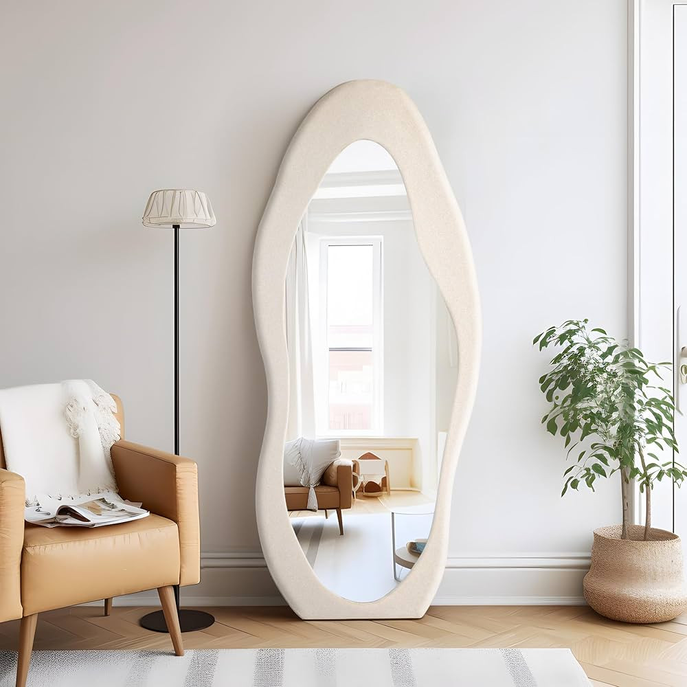 CILIBER Irregular Mirror Full Length, 63" x 24" Wavy Mirror, Large Wall Mirror Unique Pattern, Fl... | Amazon (CA)