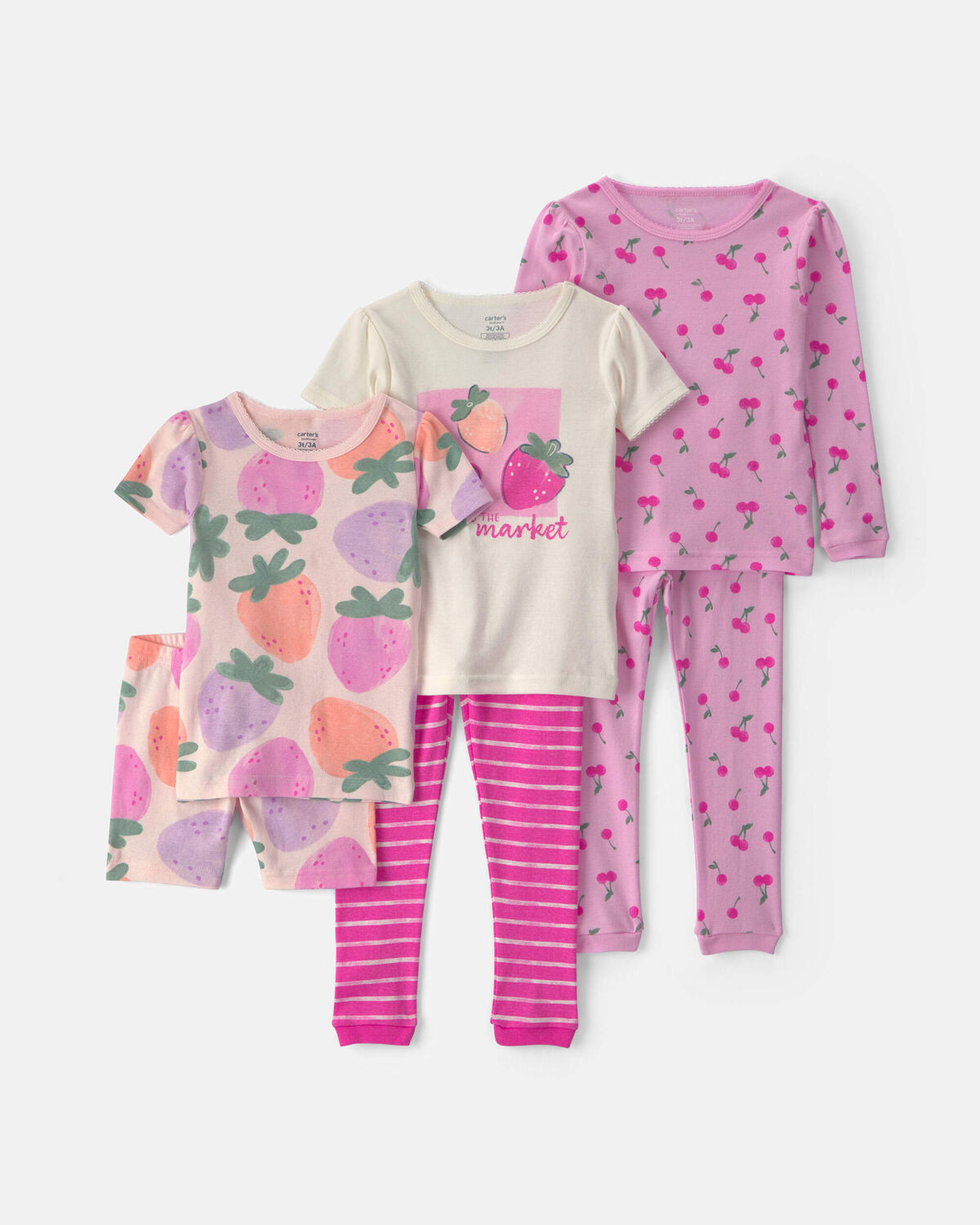 Toddler Girl Fruit 100% Cotton 6-Piece Pajama Sets - Pink/Purple | Carter's | Carter's Inc