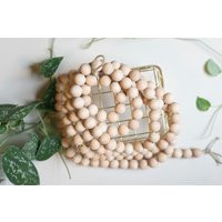 Wooden Bead Garland, Simple Mantle Boho Minimal Home Decor, Wooden Garland | Etsy (US)